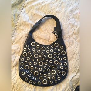 Genuine Black & Gold Leather Purse / Handbag